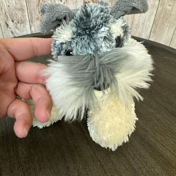 Aurora Flopsie Ludwig The Schnauzer Stuffed Animal Cream Gray Puppy Plush - Picture 2 of 11